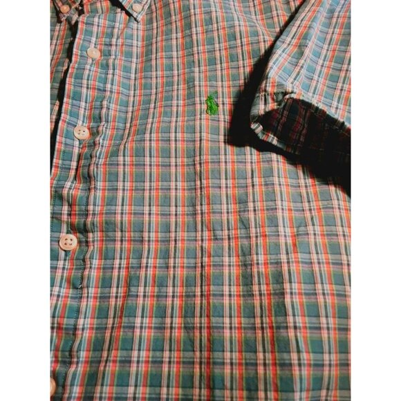 Ralph Lauren Mens Plaid Button-Down Shirt Green Pony Logo Size S Short Sleeve - Picture 4 of 7
